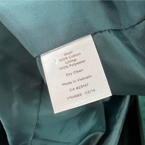 Talbots Emerald Green Velvet Blazer Jacket 20 W P (petite) Cotton formal office - Picture 11 of 12